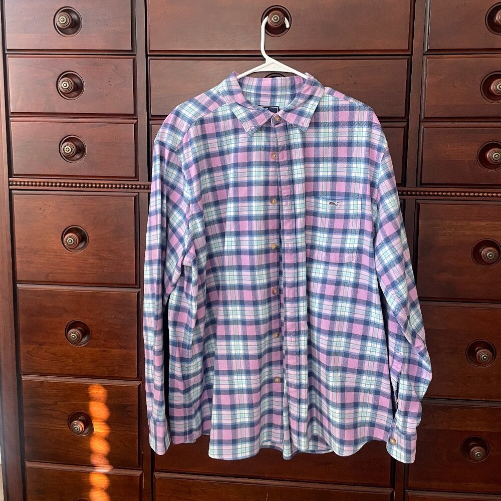Vineyard Vines Pink and Blue Plaid Button-Down Shirt Easter spring pastel church